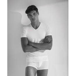 Maglia intima cotone uomo elasticizzata scollo a V Coveri ET1001
