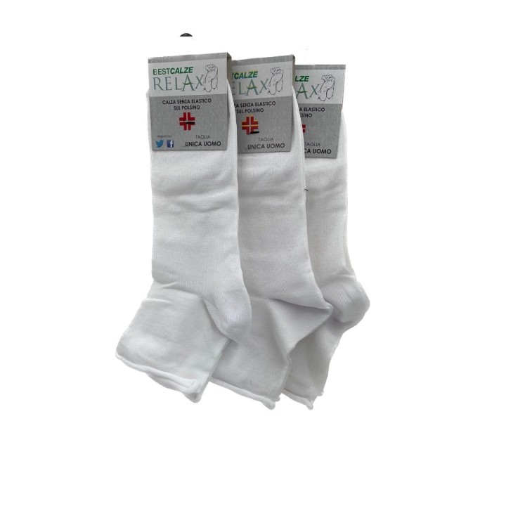 Calzini senza elastico corti Best Calze Vicky uomo 3762 3PZ-bianco