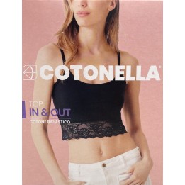Top cotone con pizzo e spalline sottili Cotonella GD192
