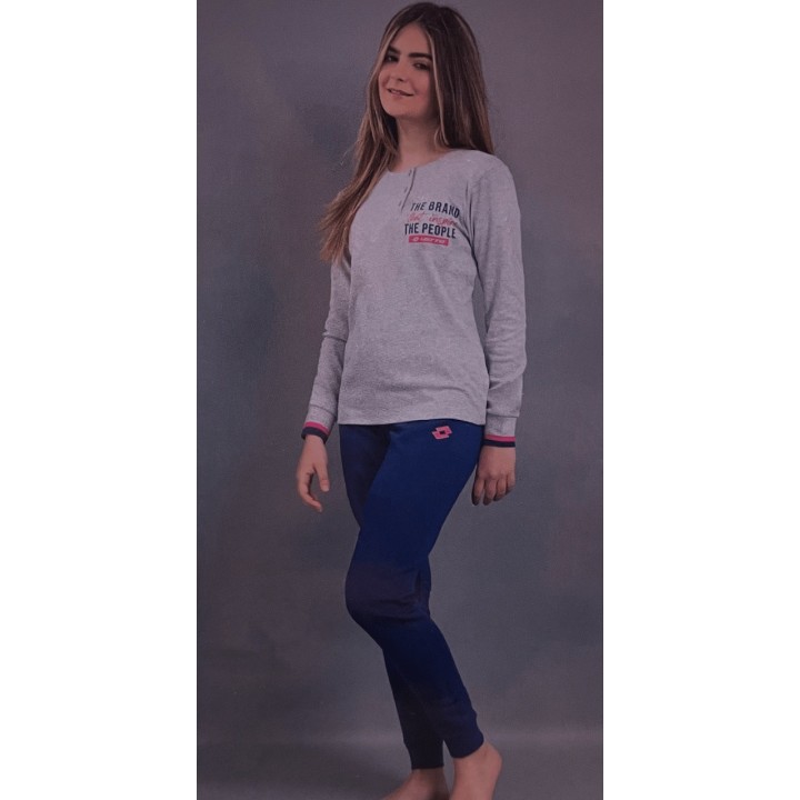 Pigiama invernale ragazza Lotto LP7053 grigio-melange