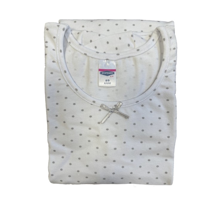 Maglia intima bambina mezza manica Pompea PMP 2605-pois-grigio