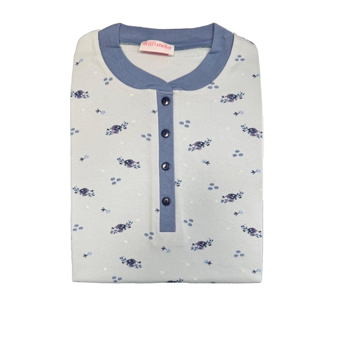 pigiama donna invernale maristella 3624 celeste