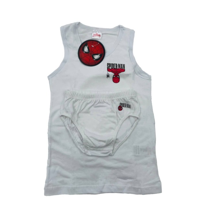 Completino intimo bambino slip e canotta Spiderman bianco