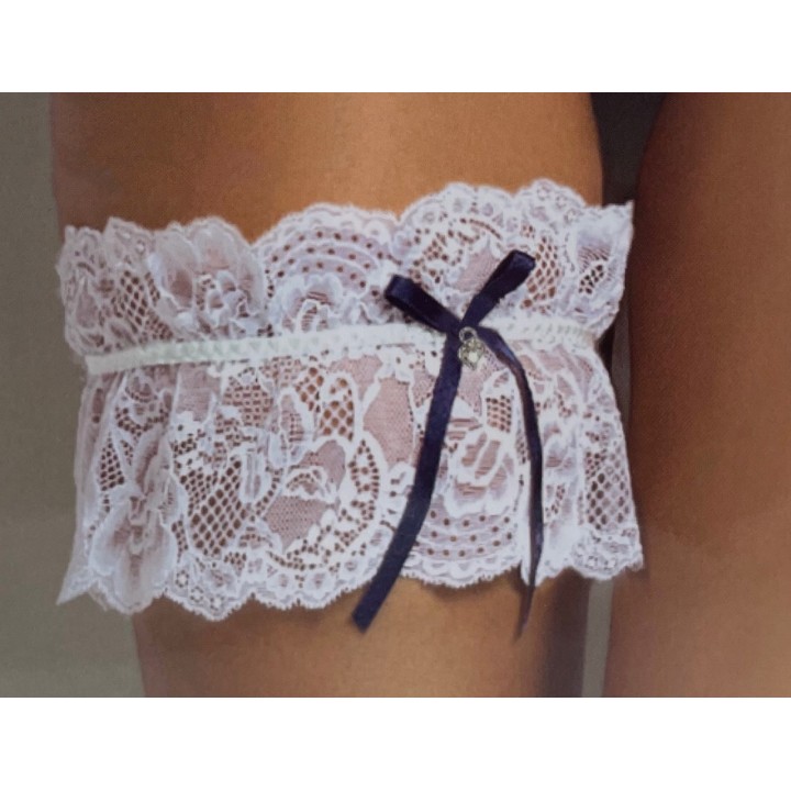 giarrettiera sposa bianca con fiocco blu 1980