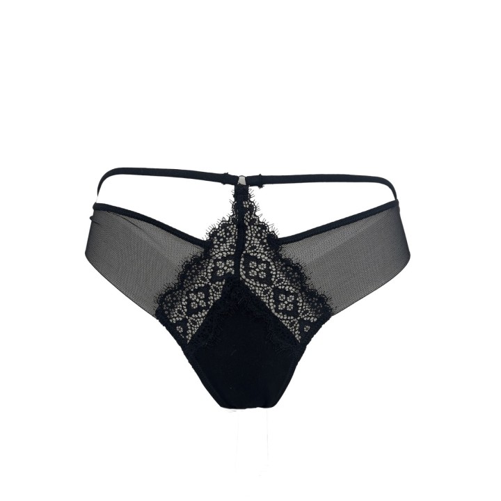 Babydoll nero con brasiliana Lormar 2226 slip fronte