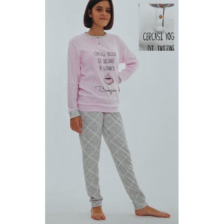 Pigiama Ragazza Caldo Cotone Gary N40001 blu