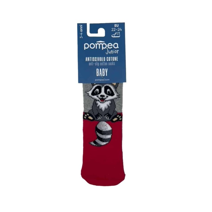 Calzini antiscivolo bambino Pompea Wood rosso