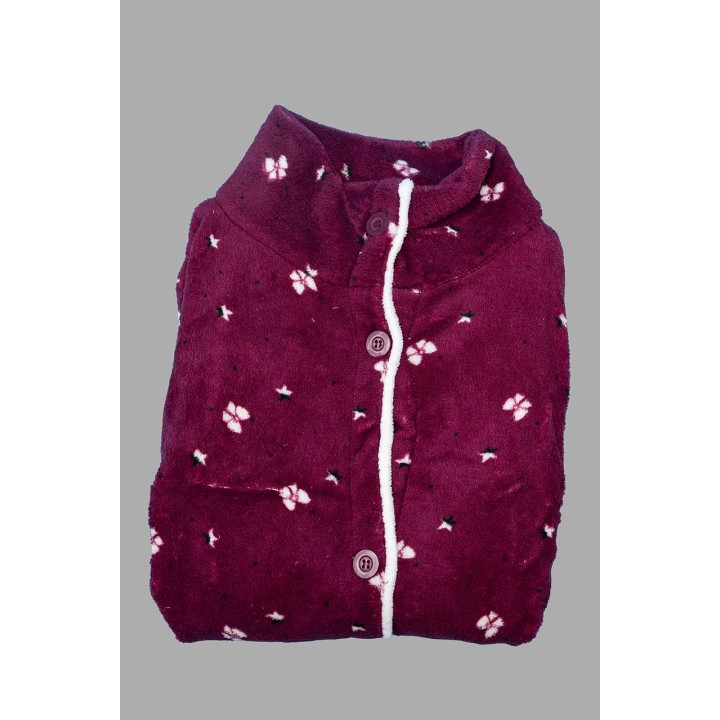 vestaglia-pile-donna-con-bottoni-karelpiu-kf5202-bordeaux