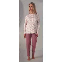 pigiama-donna-aperto-davanti-invernale-karelpiu-kf5012-rosa