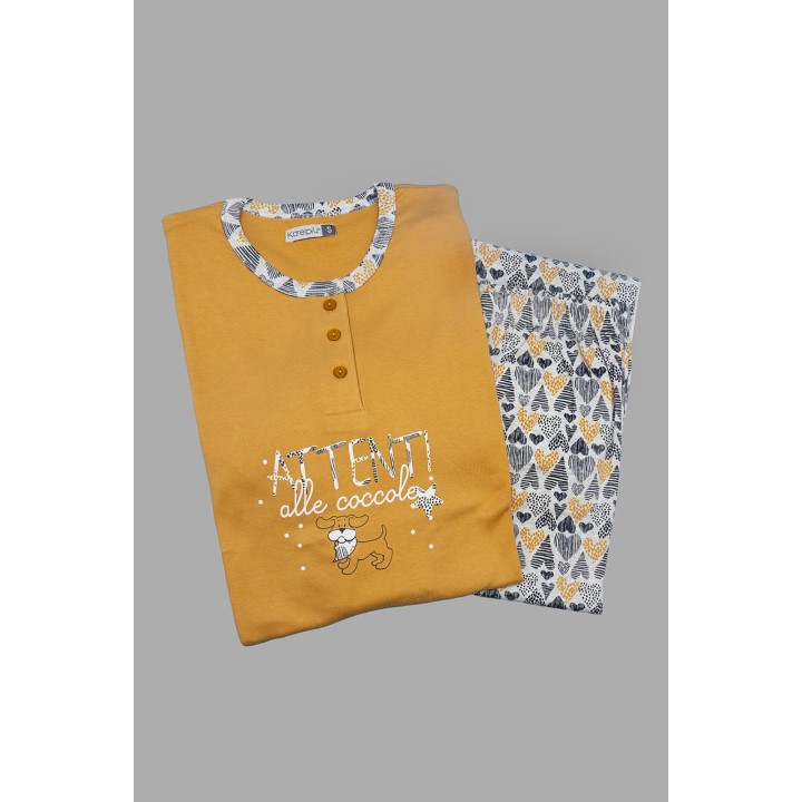 pigiama-donna-invernale-karelpiu-kf5059-giallo