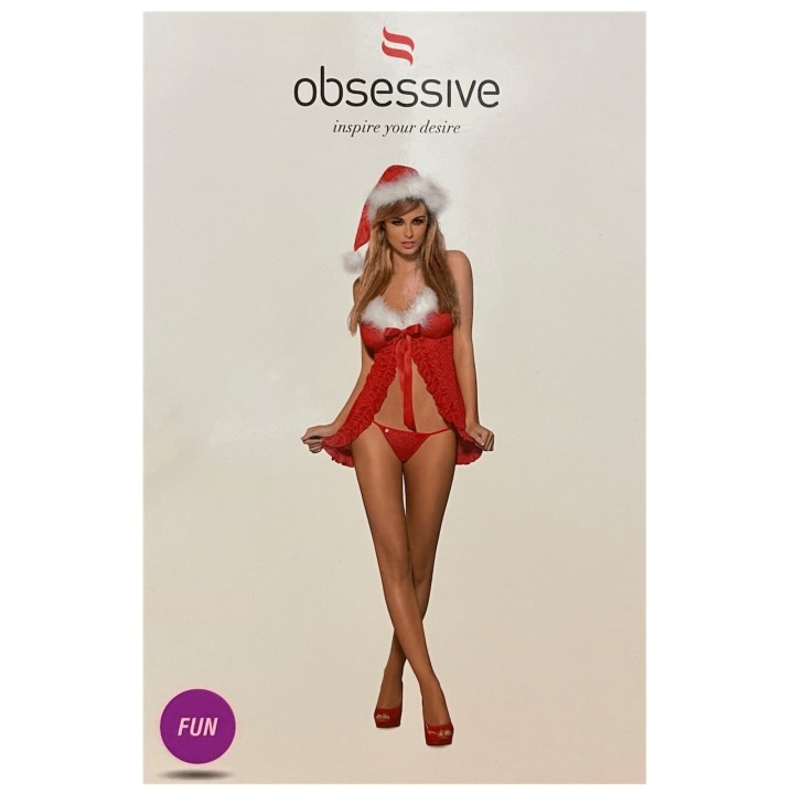 Babydoll sexy natalizio con perizoma Obsessive
