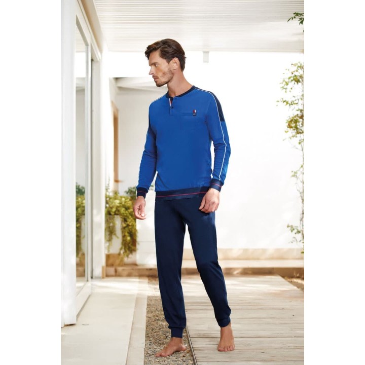 Pigiama uomo cotone leggero Enrico Coveri EP1002 bluette