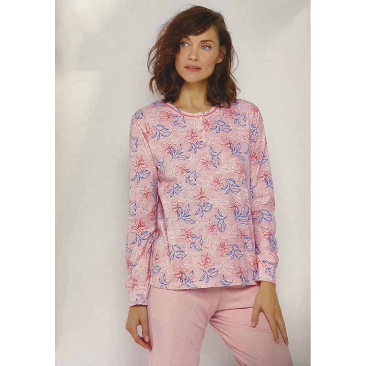 pigiama-estivo-donna-in-cotone-enrico-coveri-ep5150-PEONIA