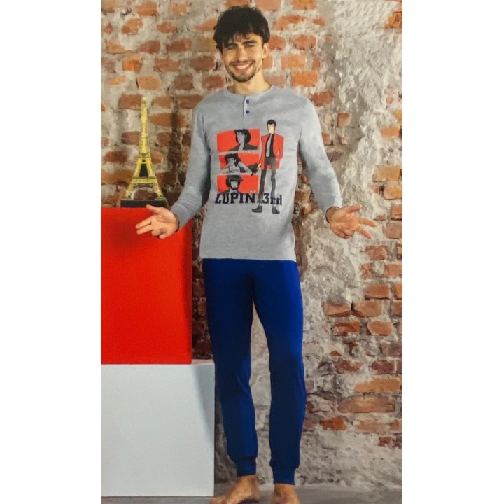 Pigiama uomo estivo lungo Lupen 5103 grigio