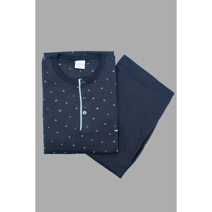 pigiama-uomo-cotone-leggero-lungo-gary-60030-blu