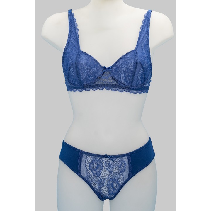 Completino intimo donna reggiseno e slip Jadea 4370-mare-fronte