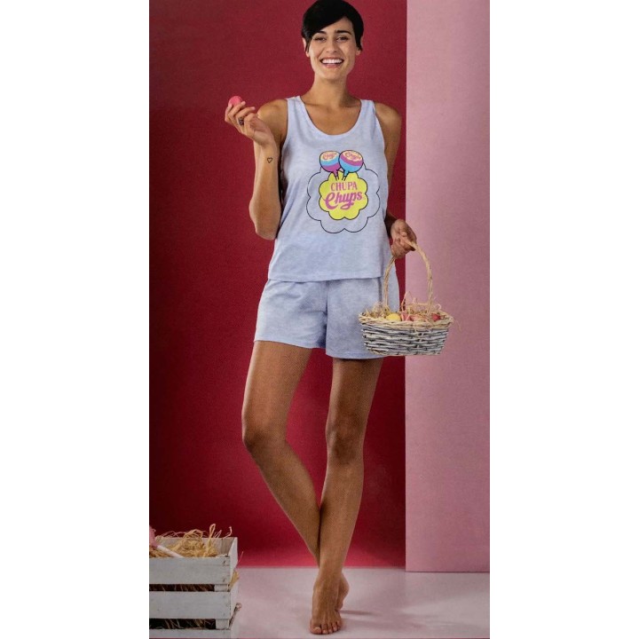 pigiama-estivo-donna-corto-chupa-chups-7550-azzurro