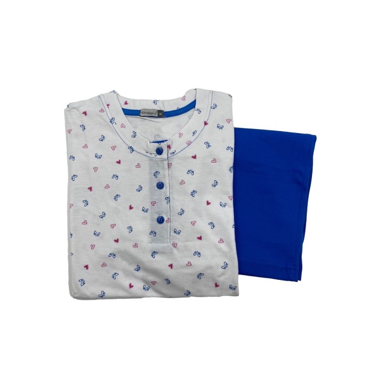 pigiama-di-cotone-donna-corto-karelpiu-kc4065-blu