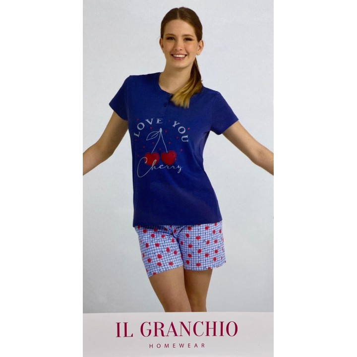 Pigiama estivo donna corto Il granchio GP5066 blu
