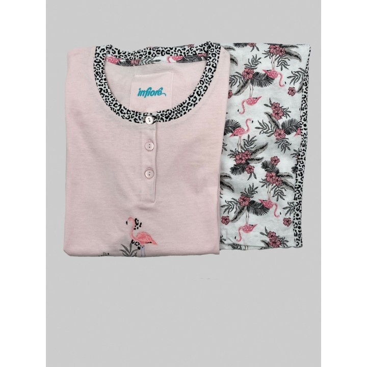 Pigiama estivo donna corto Infiore 651732 flamingo