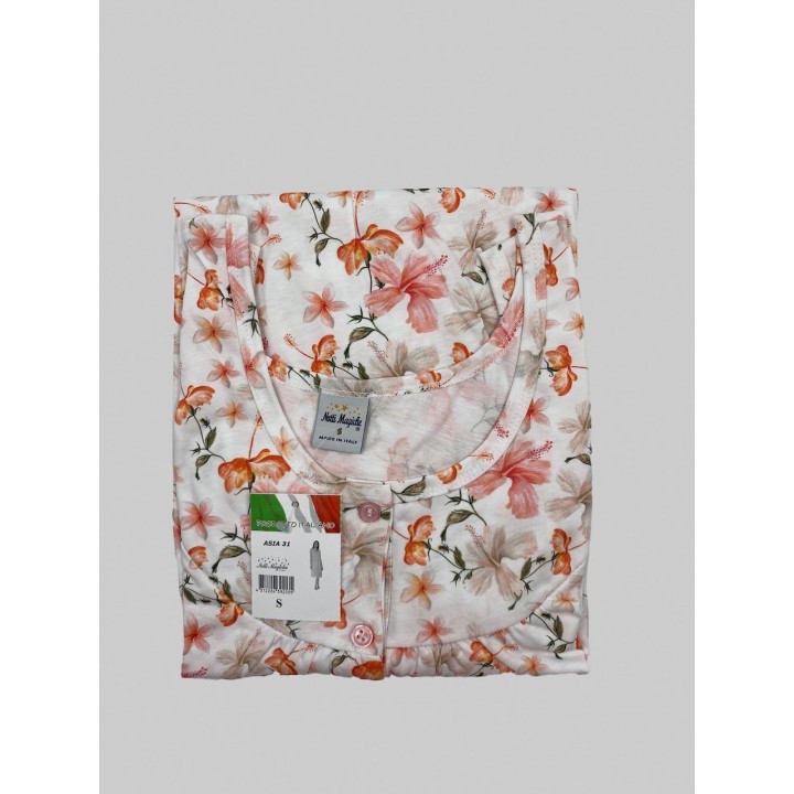 Camicia da notte cotone estivo Notti Magiche Asia arancio