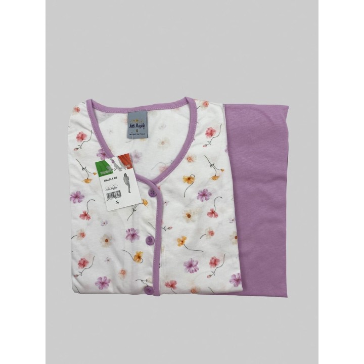 Pigiama di cotone donna pinocchietto Notti magiche Dalila rosa