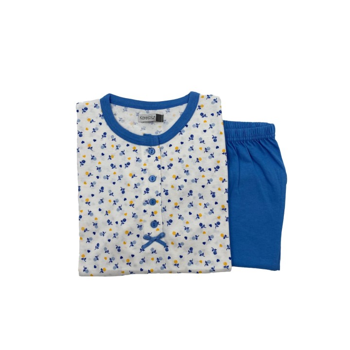 Pigiama di cotone donna corto Karelpiù KC6024 blu