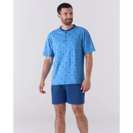 pigiama uomo corto karel KC6212 azzurro