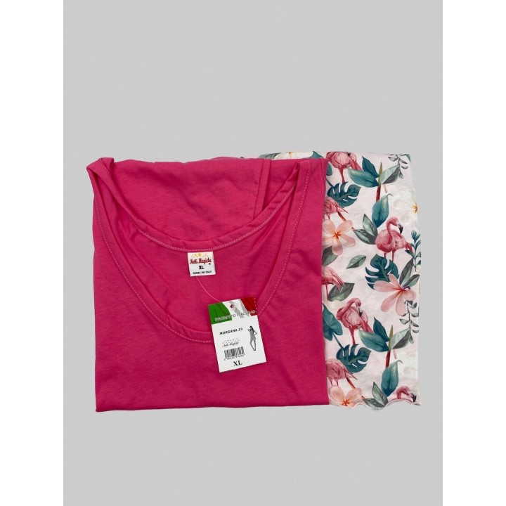 Pigiama di cotone donna corto Notti magiche Morgana fucsia