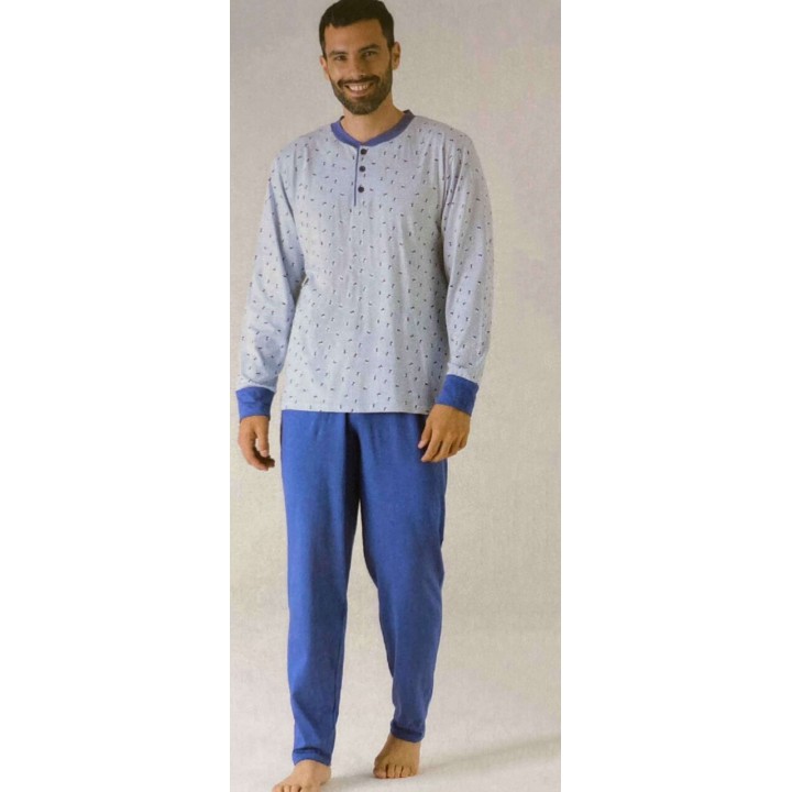 Pigiama uomo estivo lungo Karelpiù 6206 azzurro