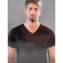 Maglia intima cotone uomo scollo V Moretta 120 nero