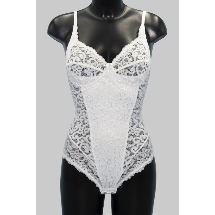 Body con pizzo senza ferretto Gios 515-bianco-fronte