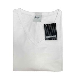 Maglia uomo filo di scozia scollo a V Ciellegi 701 bianco
