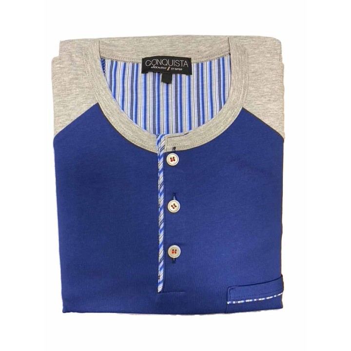 Pigiama uomo estivo in cotone Bip Bip 2431 blu cina