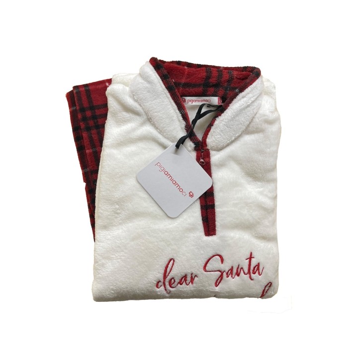 pigiama donna pile pigiamiamoci 2269 white red