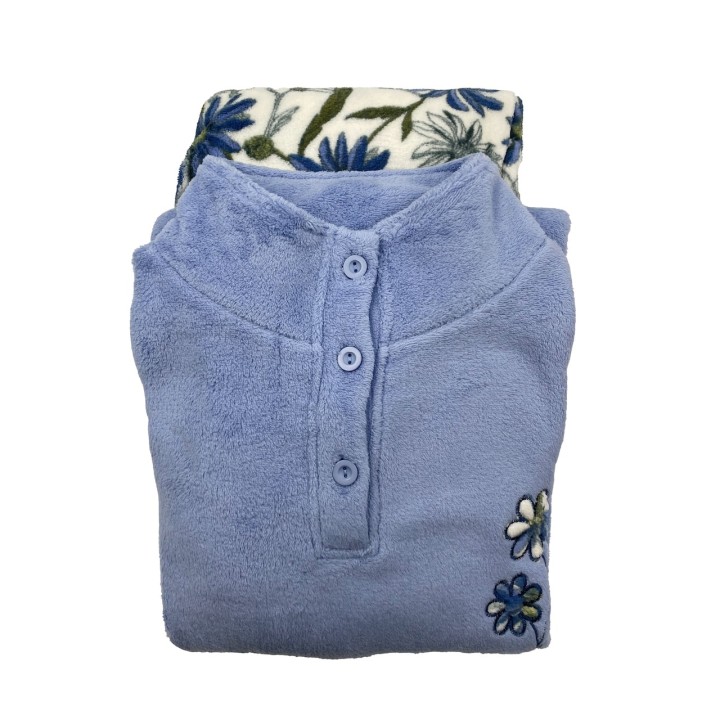 Pigiama donna pile Karelpiù KF7202 celeste