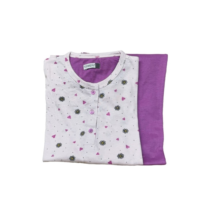 Pigiama donna cotone Karelpiù KC8051 lilla
