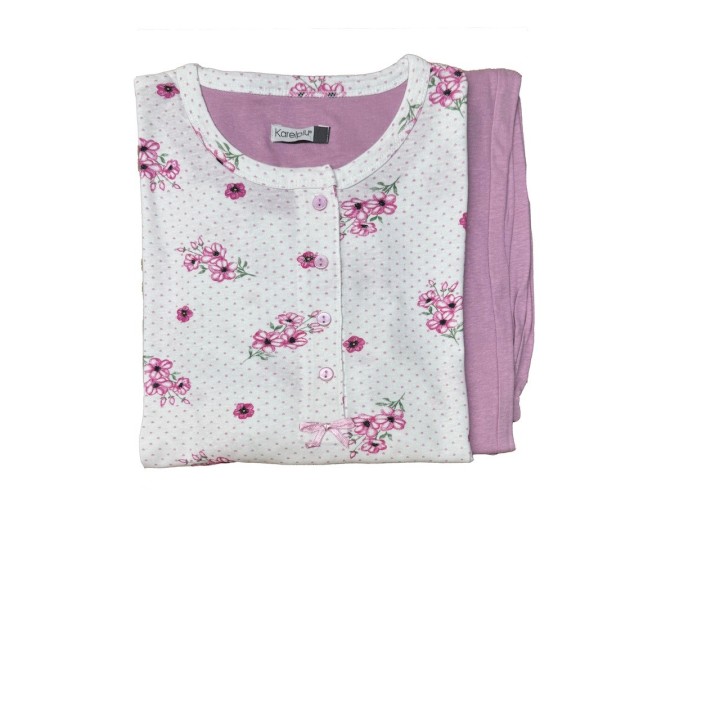 Pigiama donna cotone Karelpiù KC8013 rosa - dimensioni grandi