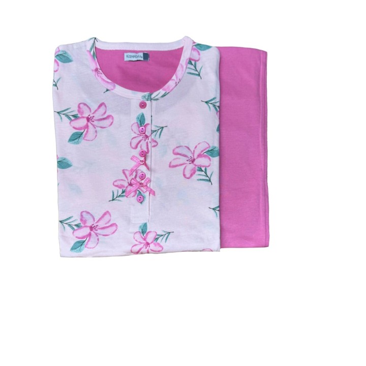 Pigiama donna cotone Karelpiù KC8001 rosa calibrato - dimensioni grandi