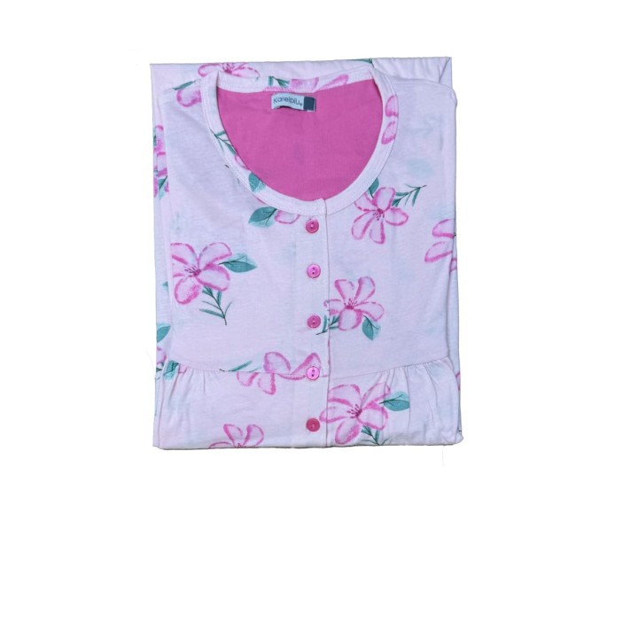 Camicia da notte donna cotone Karelpiù KC8004 rosa - dimensioni grandi