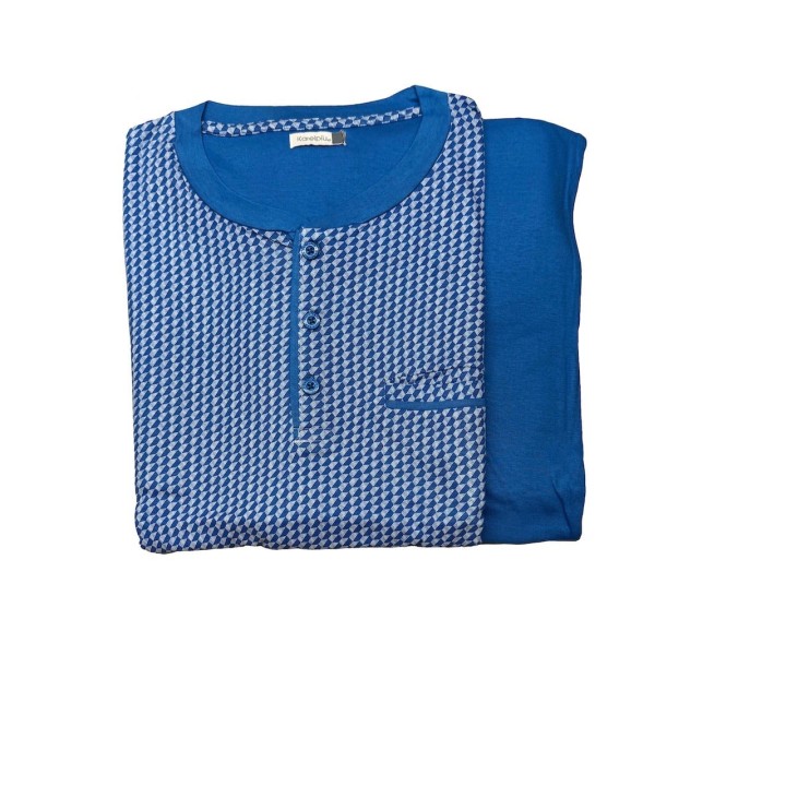 Pigiama uomo estivo lungo Karelpiù KC8216 taglie forti azzurro