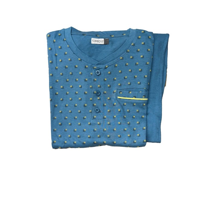 Pigiama uomo cotone estivo KC8219 azzurro - dimensioni grandi