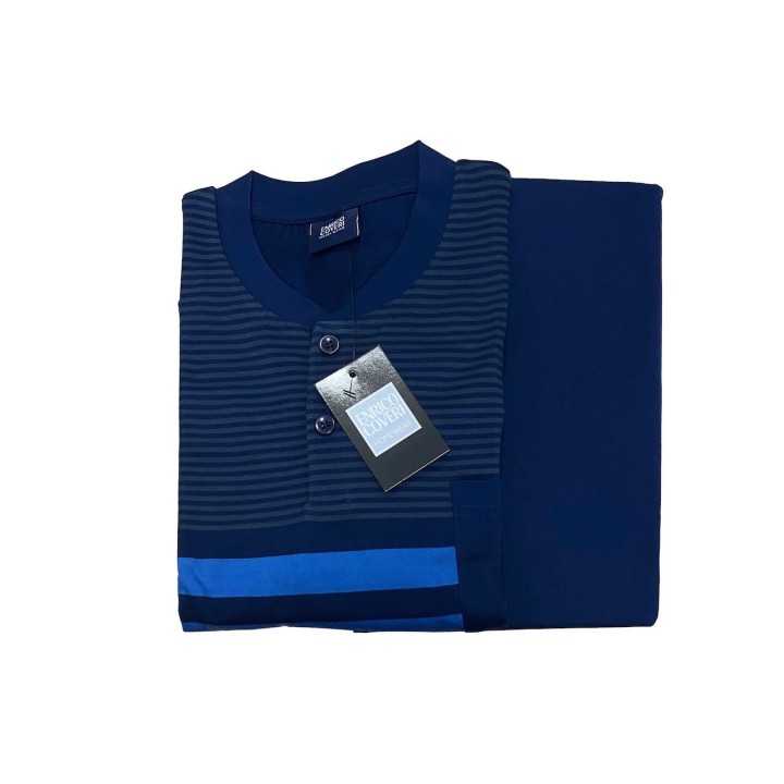 Pigiama uomo cotone leggero Enrico Coveri EP8140 blu - dimensioni grandi