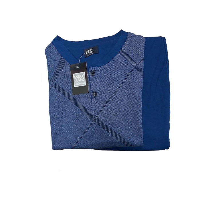 Pigiama uomo cotone leggero Enrico Coveri EP1133 denim - dimensioni grandi