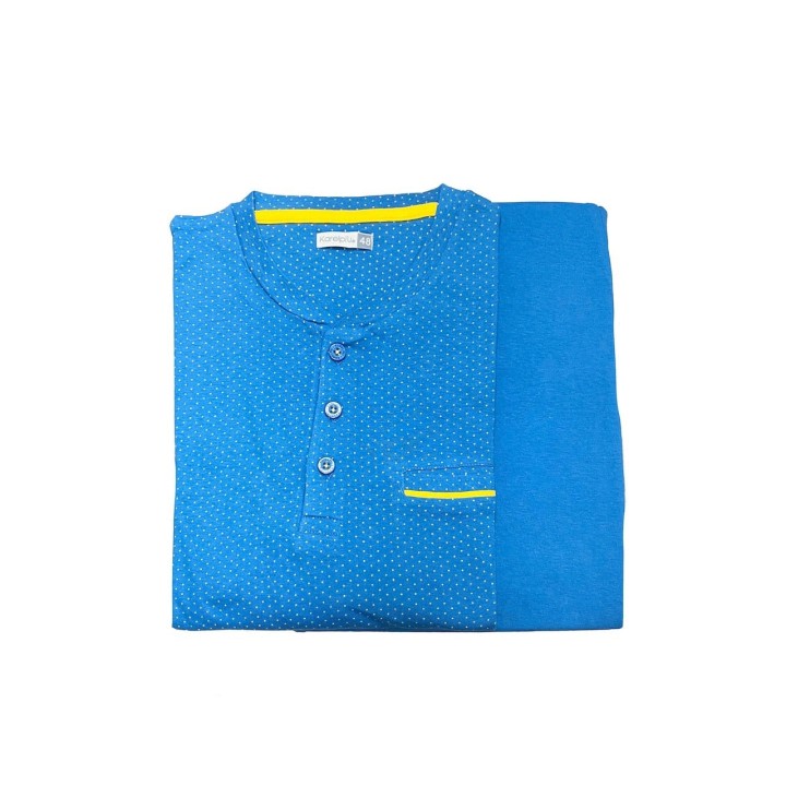 pigiama uomo cotone leggero Karel KC8228 azzurro - dimensioni grandi