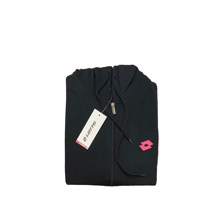 Felpa donna cotone full zip con cappuccio Lotto LA1019 nero