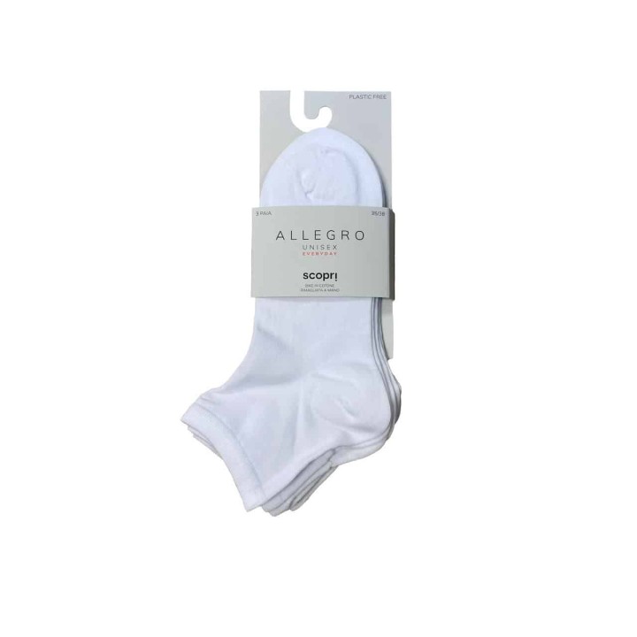 Calzini corti unisex in cotone Scopri Allegro bianco - dimensioni grandi
