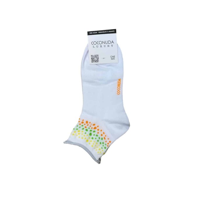 Calzino donna in cotone corto Coconuda Luxury bianco - dimensioni grandi