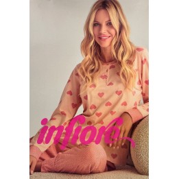 pigiama donna cotone lungo infiore hearts 652359 - dimensioni grandi