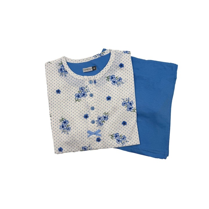 pigiama corto cotone donna KC8017 blu - dimensioni grandi
